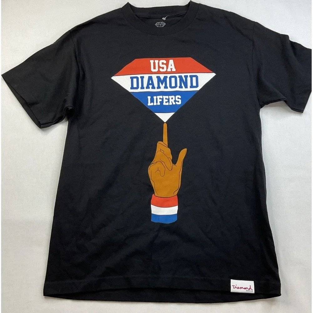Diamond Supply‎ T-Shirt Men Sz M USA Diamond Lifers Harlem Globe Trotters Tee - Picture 2 of 8